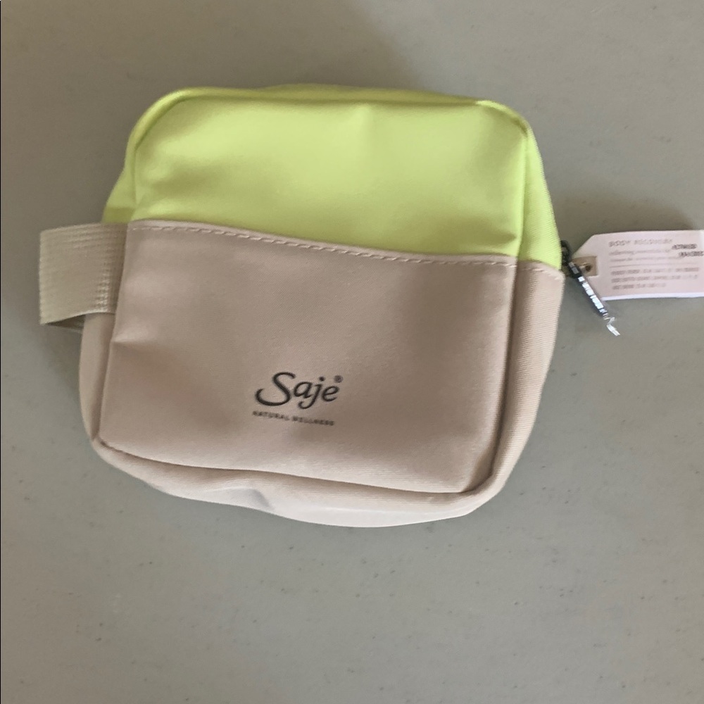 Saje Neon Yellow and Beige Wellness Pouch